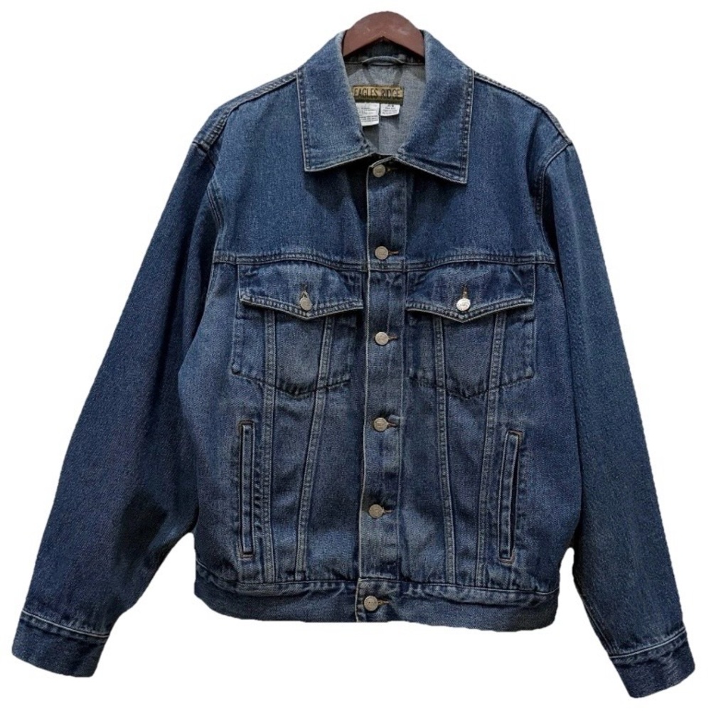 Vintage EAGLES RIDGE American Flag  Patch Patriotic Denim Jacket Men’s Size M